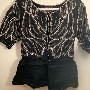 Embroidered Peplum Blouse
